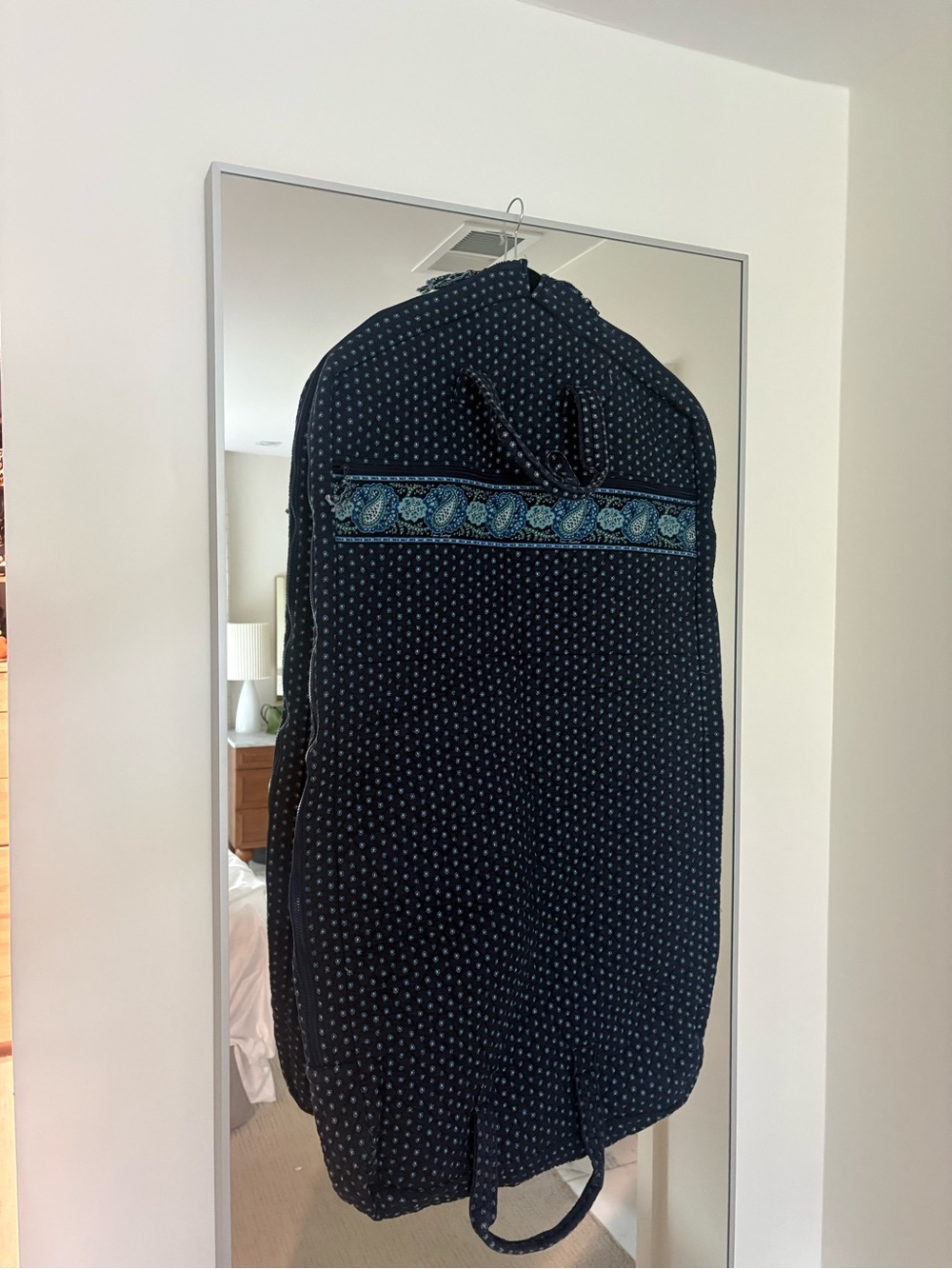 Vera Bradley Vintage Quilted Hanging Garment Bag - Navy Blue & Teal Paisley